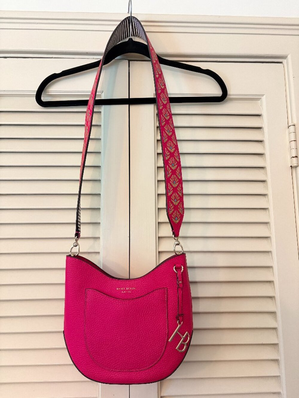 Henri Bendel West 57th Mini Crossbody Hobo Bag Bright Pink
